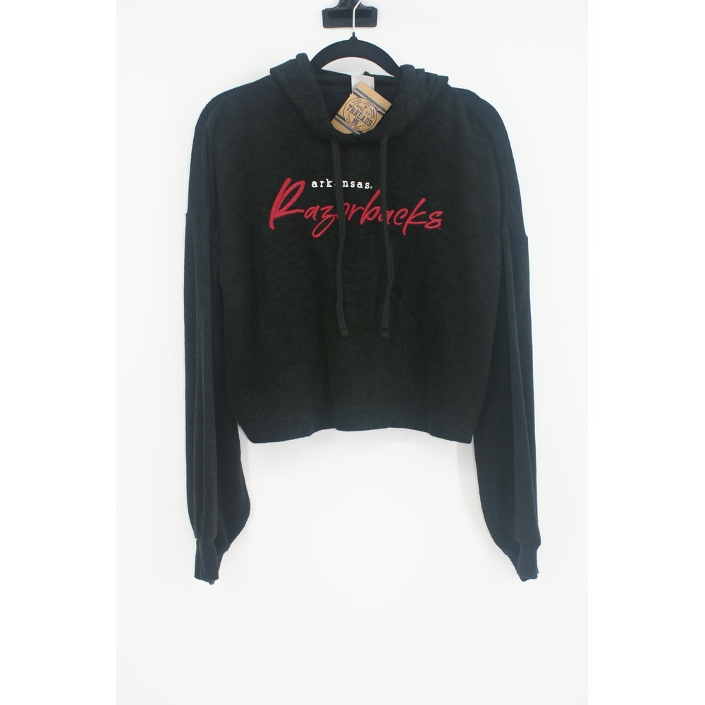 Rivalry Threads Arkansas Razorbacks Cropped Hoodie Black Womens Small NWT